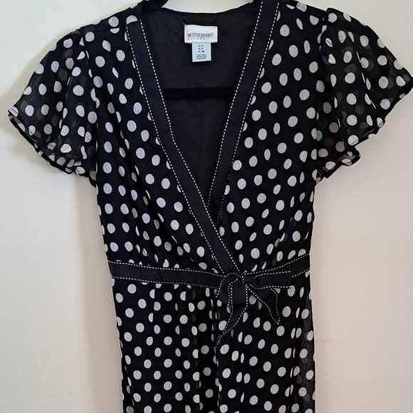 Motherhood Maternity Dress Small Summer Polka-dot Allover Print Black - Picture 1 of 5